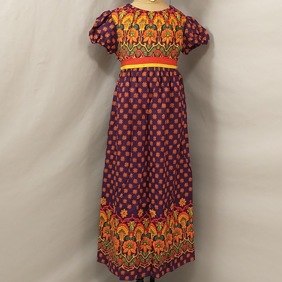Rare Psychedelic Peasant Dress Vintage 70's Girls - Picture 2 of 11